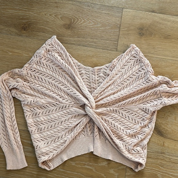 Main Strip Light Pink V-Neck Sweater - Picture 3 of 4